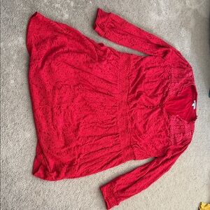 Elegant Red Lace Long Sleeve Dress